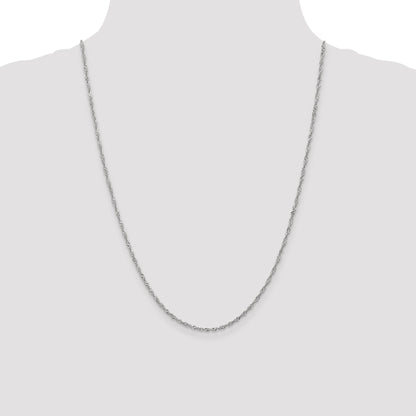 24 Inch 10K White Gold 1.7mm Singapore Chain Necklace