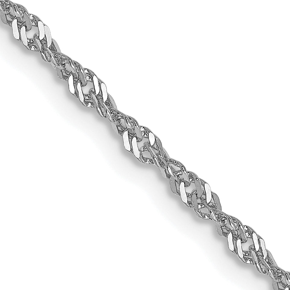18 Inch 10K White Gold 1.7mm Singapore Chain Necklace