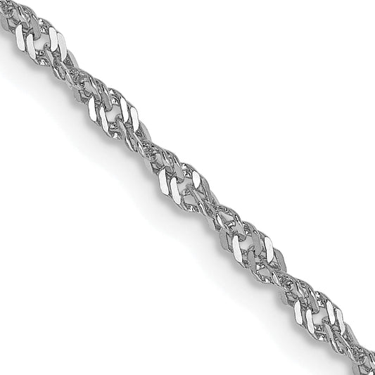 18 Inch 10K White Gold 1.7mm Singapore Chain Necklace