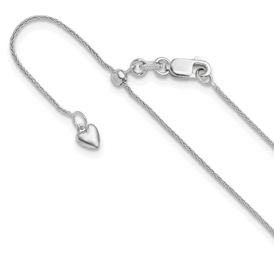 22 Inch 10K White Gold Adjustable .8mm Wheat Chain Necklace