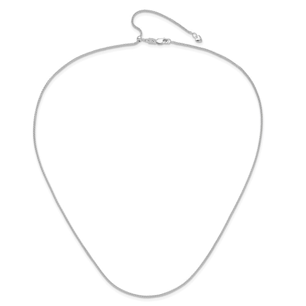 30 Inch 10K White Gold Adjustable 1.35mm Wheat Chain Necklace