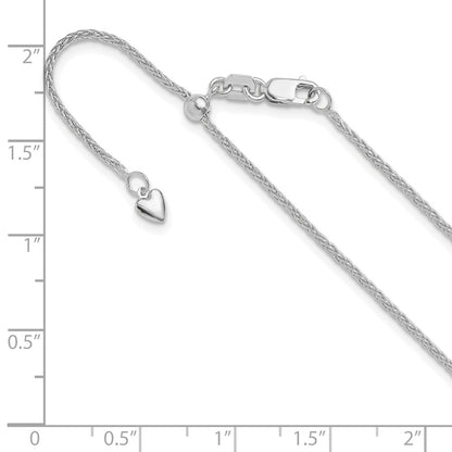22 Inch 10K White Gold Adjustable 1.35mm Wheat Chain Necklace