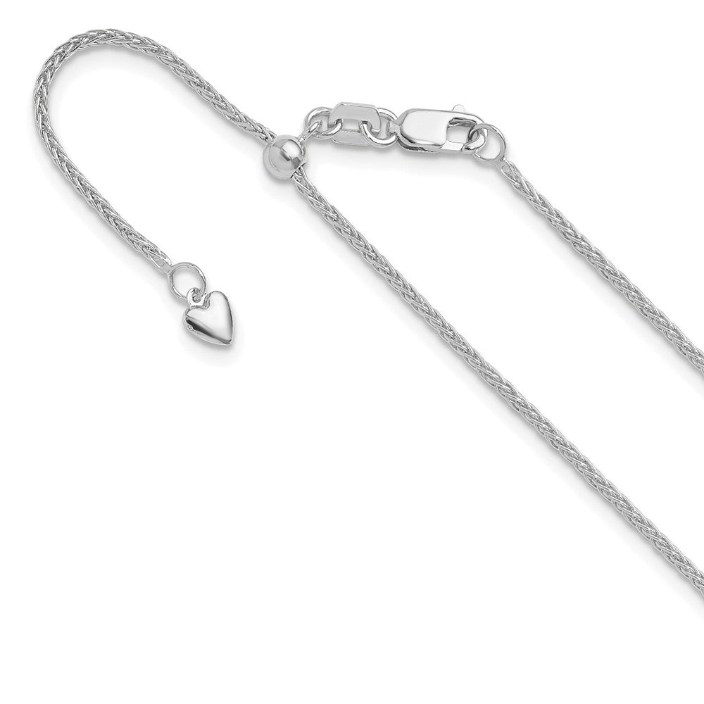 30 Inch 10K White Gold Adjustable 1.35mm Wheat Chain Necklace