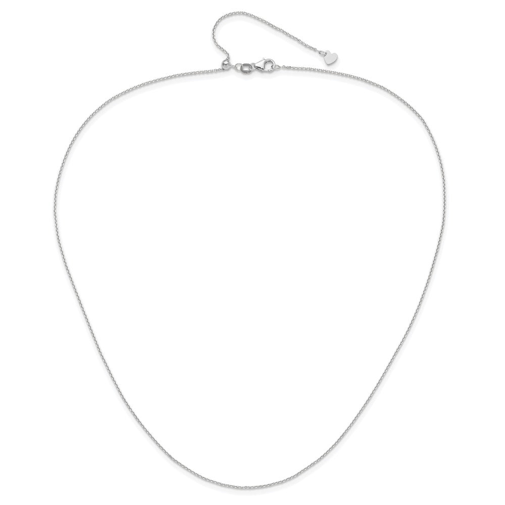 22 Inch 10K White Gold Adjustable 1.1mm D/C Cable Chain Necklace