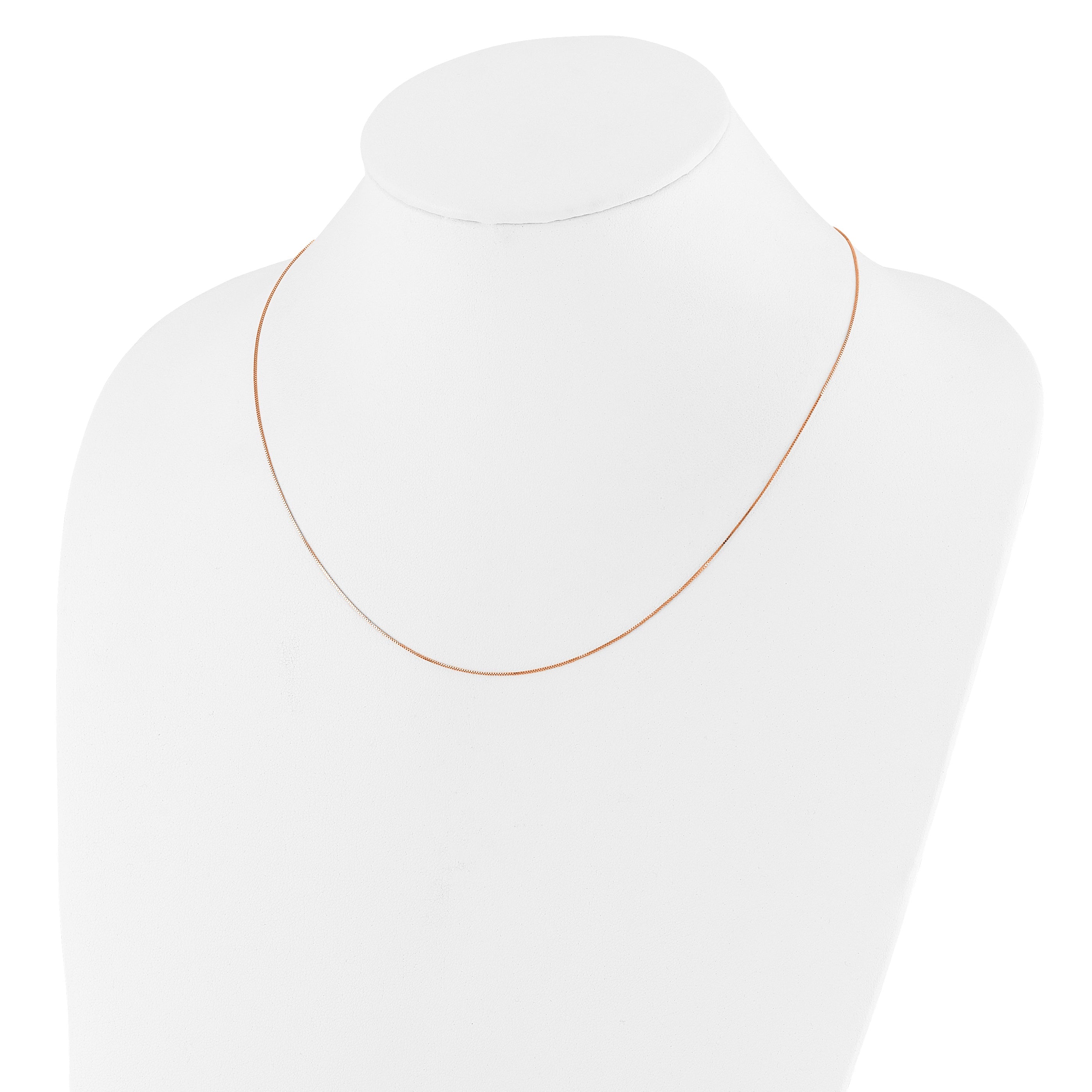 22 Inch 10K Rose Gold Adjustable .55mm Baby Box Chain Necklace