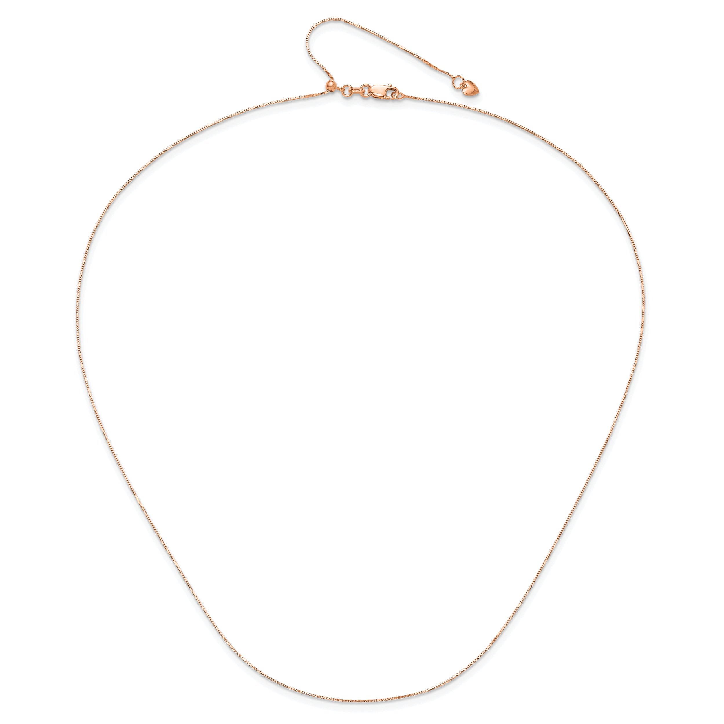 22 Inch 10K Rose Gold Adjustable .55mm Baby Box Chain Necklace