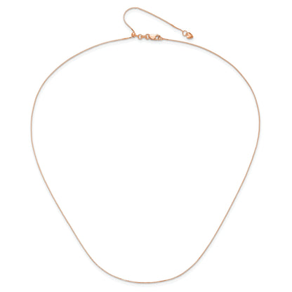 22 Inch 10K Rose Gold Adjustable .55mm Baby Box Chain Necklace