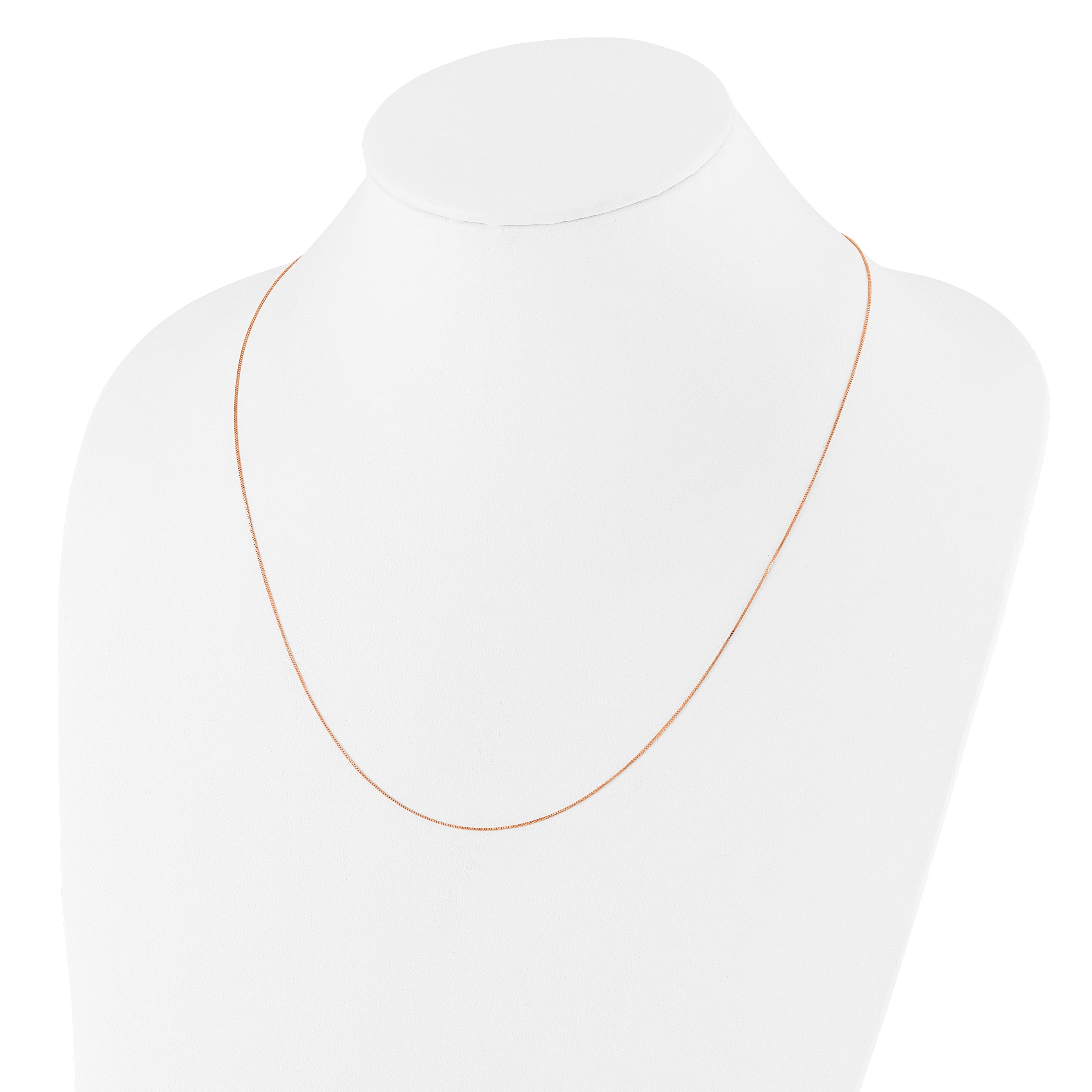 22 Inch 10K Rose Gold Adjustable .55mm Baby Box Chain Necklace