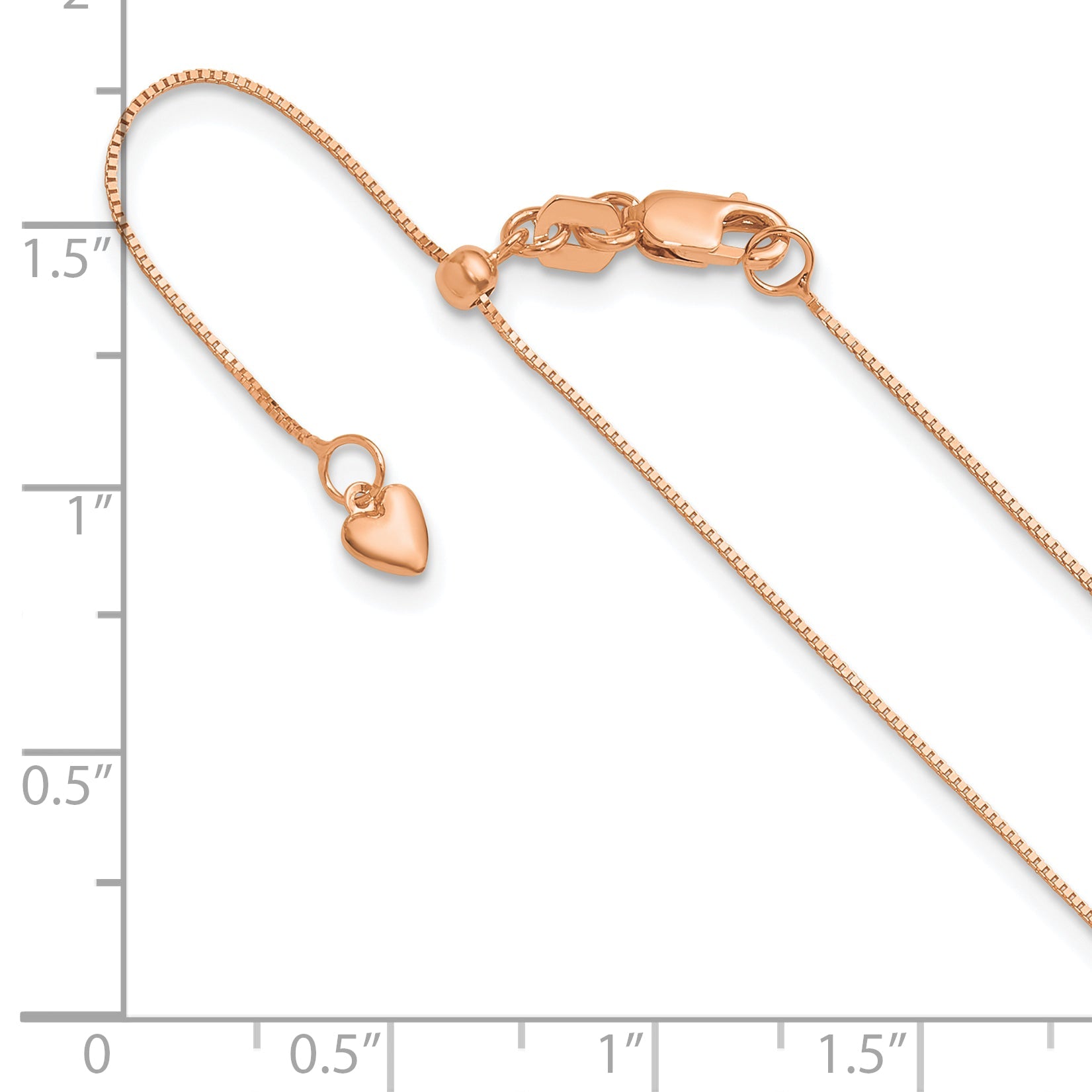 22 Inch 10K Rose Gold Adjustable .55mm Baby Box Chain Necklace