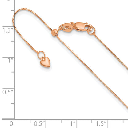 22 Inch 10K Rose Gold Adjustable .55mm Baby Box Chain Necklace