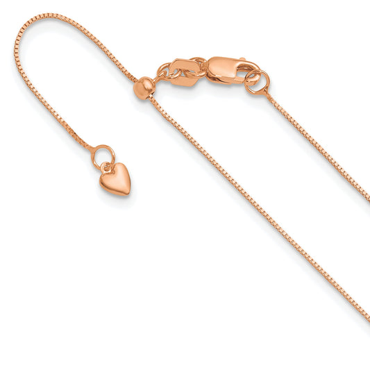 22 Inch 10K Rose Gold Adjustable .55mm Baby Box Chain Necklace