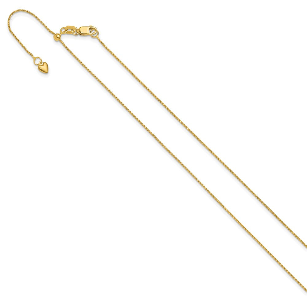 22 Inch 10K Yellow Gold Adjustable .8mm D/C Wheat Chain Necklace