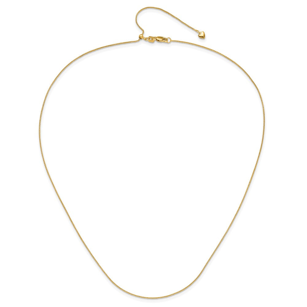 22 Inch 10K Yellow Gold Adjustable .8mm D/C Wheat Chain Necklace