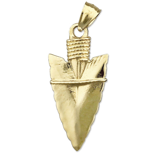 14K Gold Native 3D Arrowhead Pendant