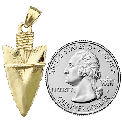 14K Gold Native 3D Arrowhead Pendant