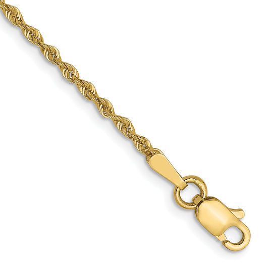 7 Inch 10K Yellow Gold 1.6mm Solid Regular Rope Chain Bracelet