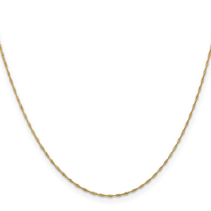 16 Inch 10K Yellow Gold 1mm Singapore Chain Necklace