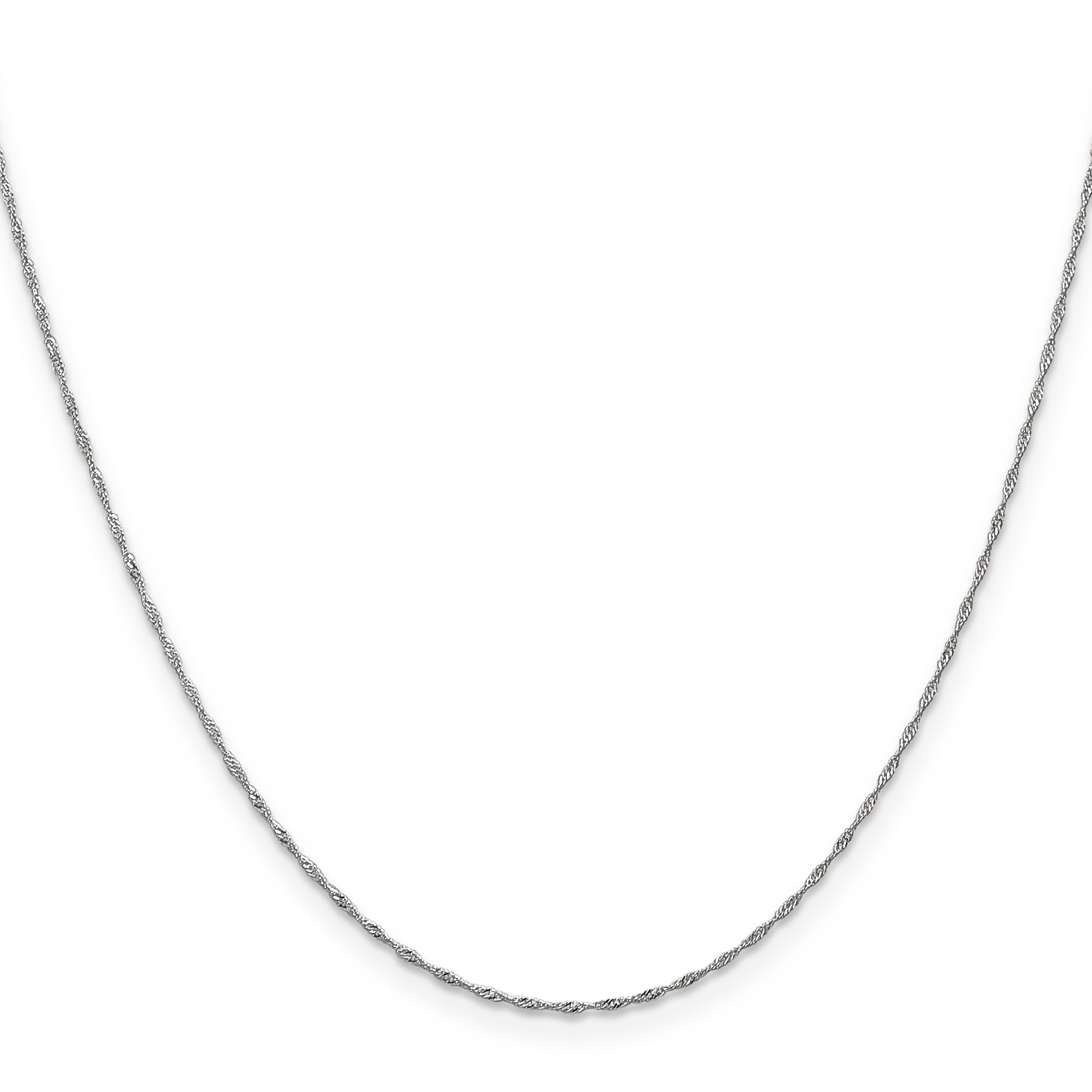 16 Inch 10K White Gold Wg 1mm Singapore Chain Necklace