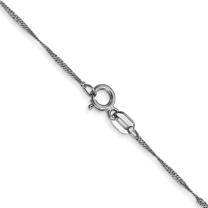 18 Inch 10K White Gold Wg 1mm Singapore Chain Necklace