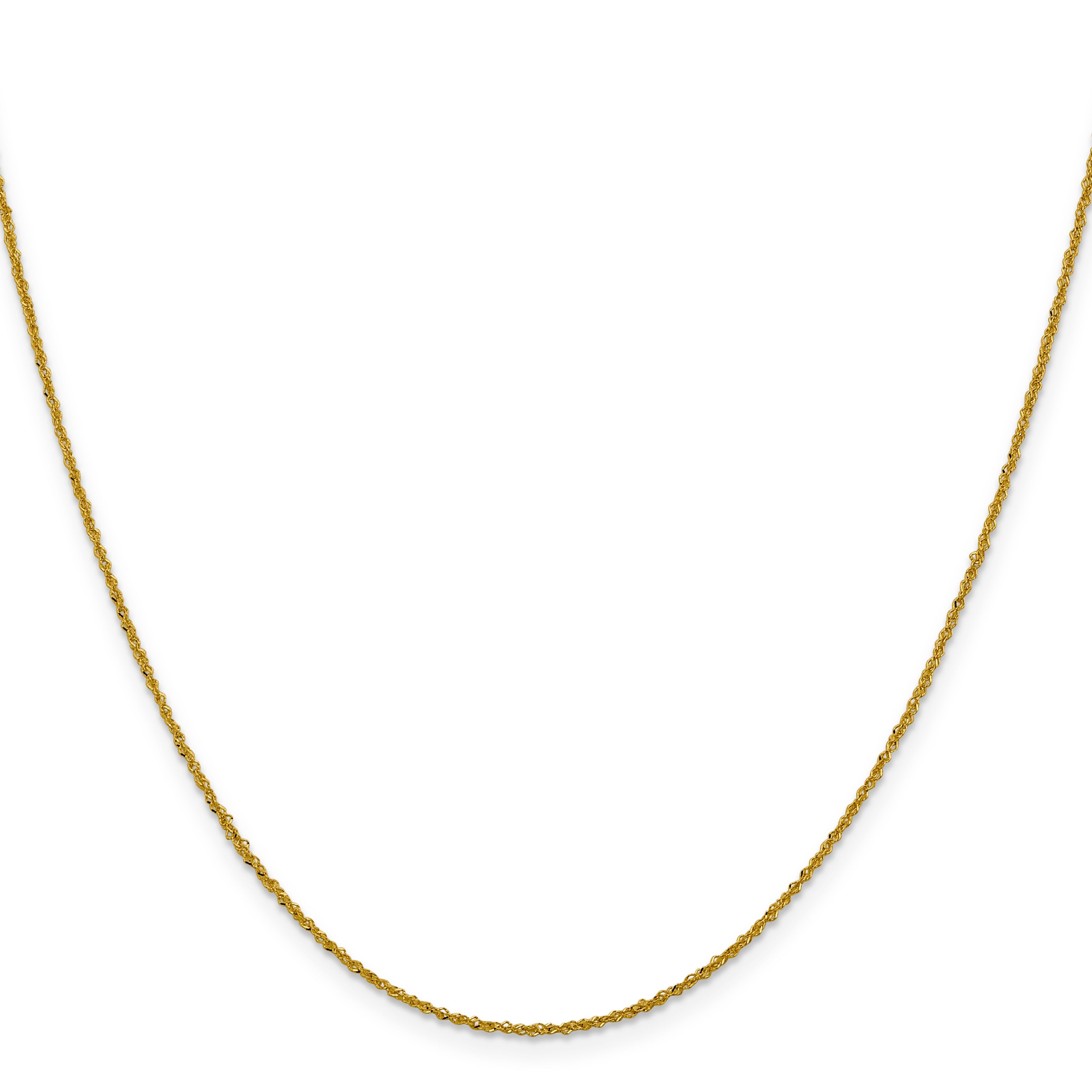 24 Inch 10K Yellow Gold 1mm Sparkle Singapore Chain Necklace