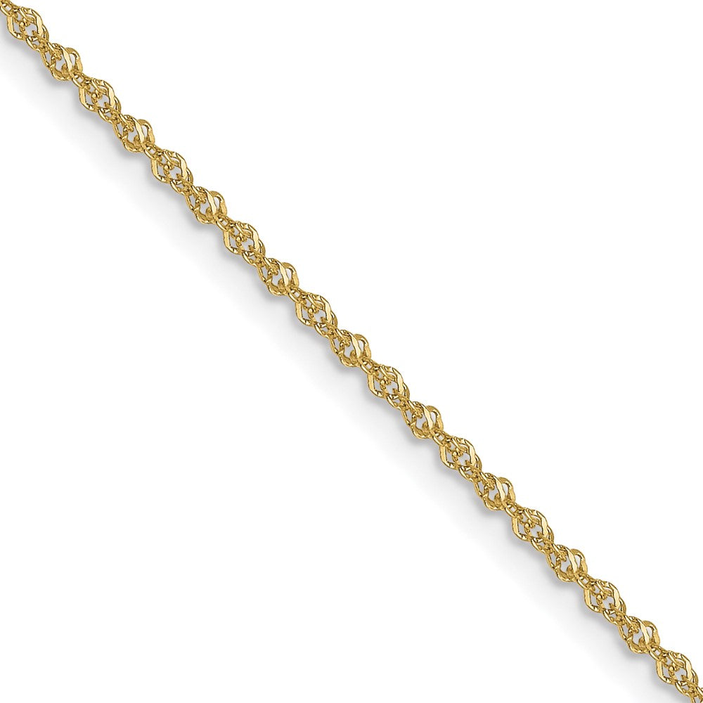 18 Inch 10K Yellow Gold 1mm Sparkle Singapore Chain Necklace