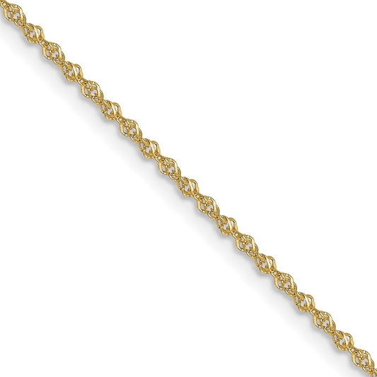 18 Inch 10K Yellow Gold 1mm Sparkle Singapore Chain Necklace