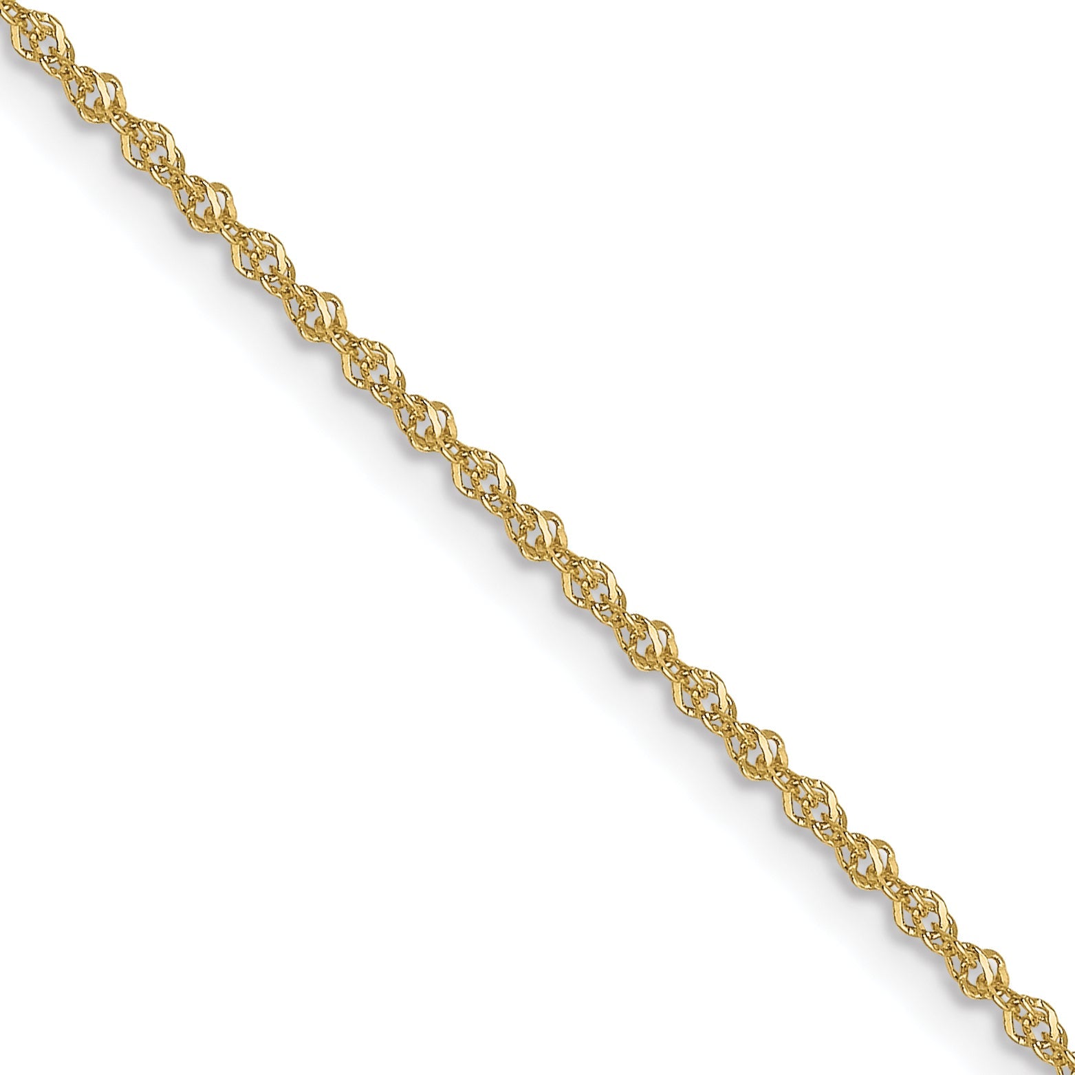 24 Inch 10K Yellow Gold 1mm Sparkle Singapore Chain Necklace