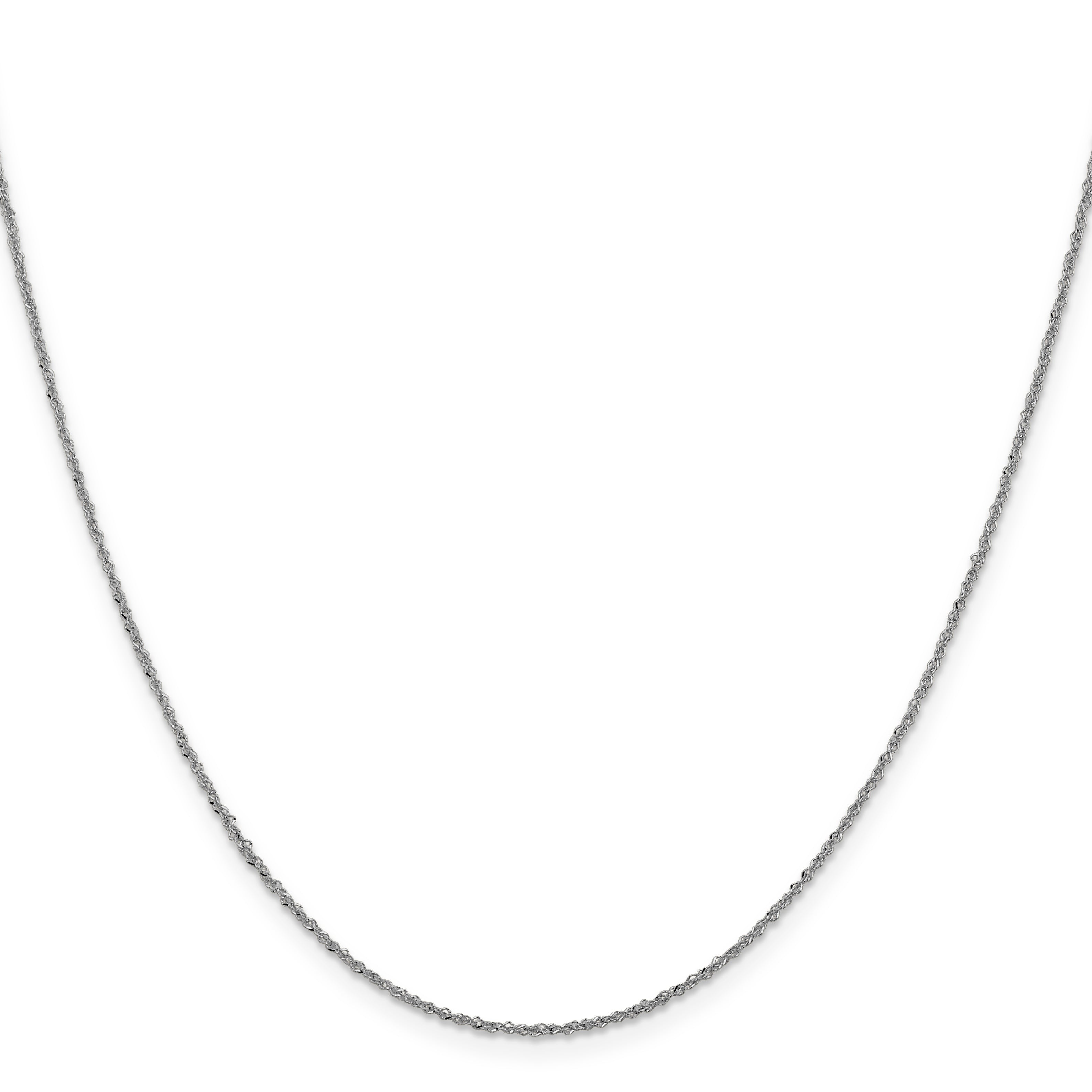 2 Inch 10K White Gold 1mm Sparkle Singapore Chain Necklace
