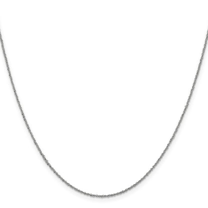 2 Inch 10K White Gold 1mm Sparkle Singapore Chain Necklace