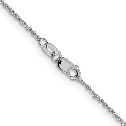 24 Inch 10K White Gold 1mm Sparkle Singapore Chain Necklace