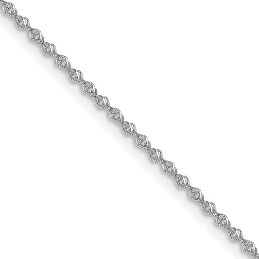 16 Inch 10K White Gold 1mm Sparkle Singapore Chain Necklace