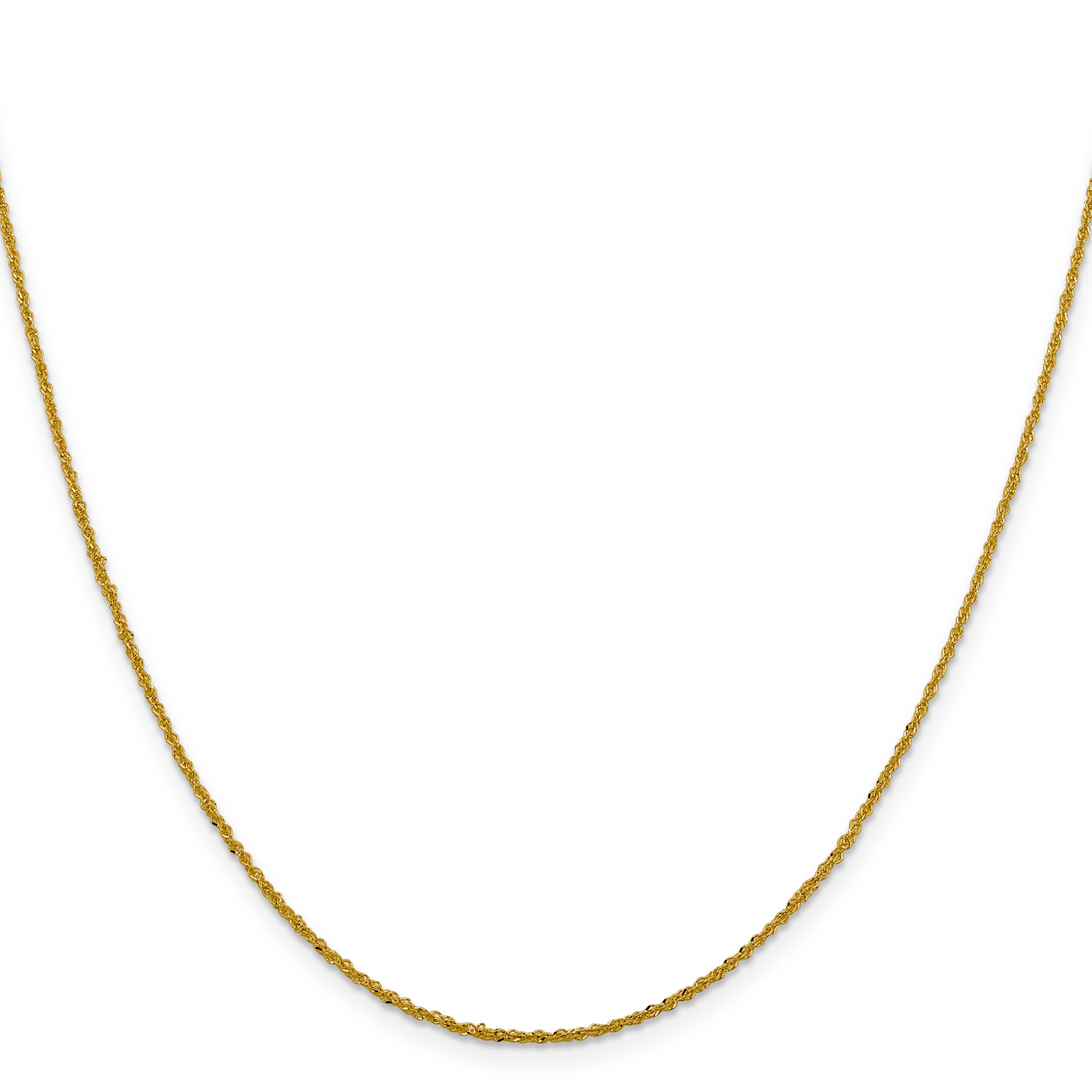 18 Inch 10K Yellow Gold 1.3mm Sparkle Singapore Chain Necklace