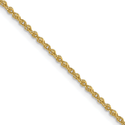 18 Inch 10K Yellow Gold 1.3mm Sparkle Singapore Chain Necklace