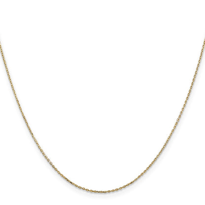 22 Inch 10K Yellow Gold .8mm D/C Cable With Lobster Clasp Chain Necklace