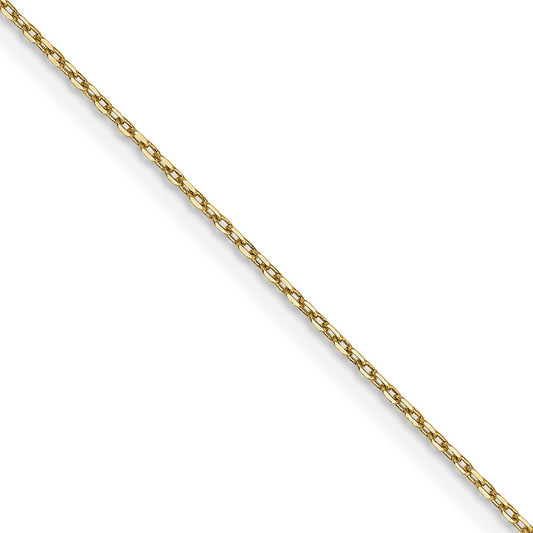 22 Inch 10K Yellow Gold .8mm D/C Cable With Lobster Clasp Chain Necklace