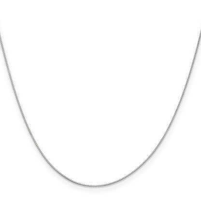 18 Inch 10K White Gold .5mm Baby Box Chain Necklace