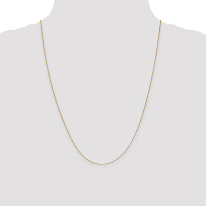 24 Inch 10K Yellow Gold .5mm Baby Box With Lobster Clasp Chain Necklace