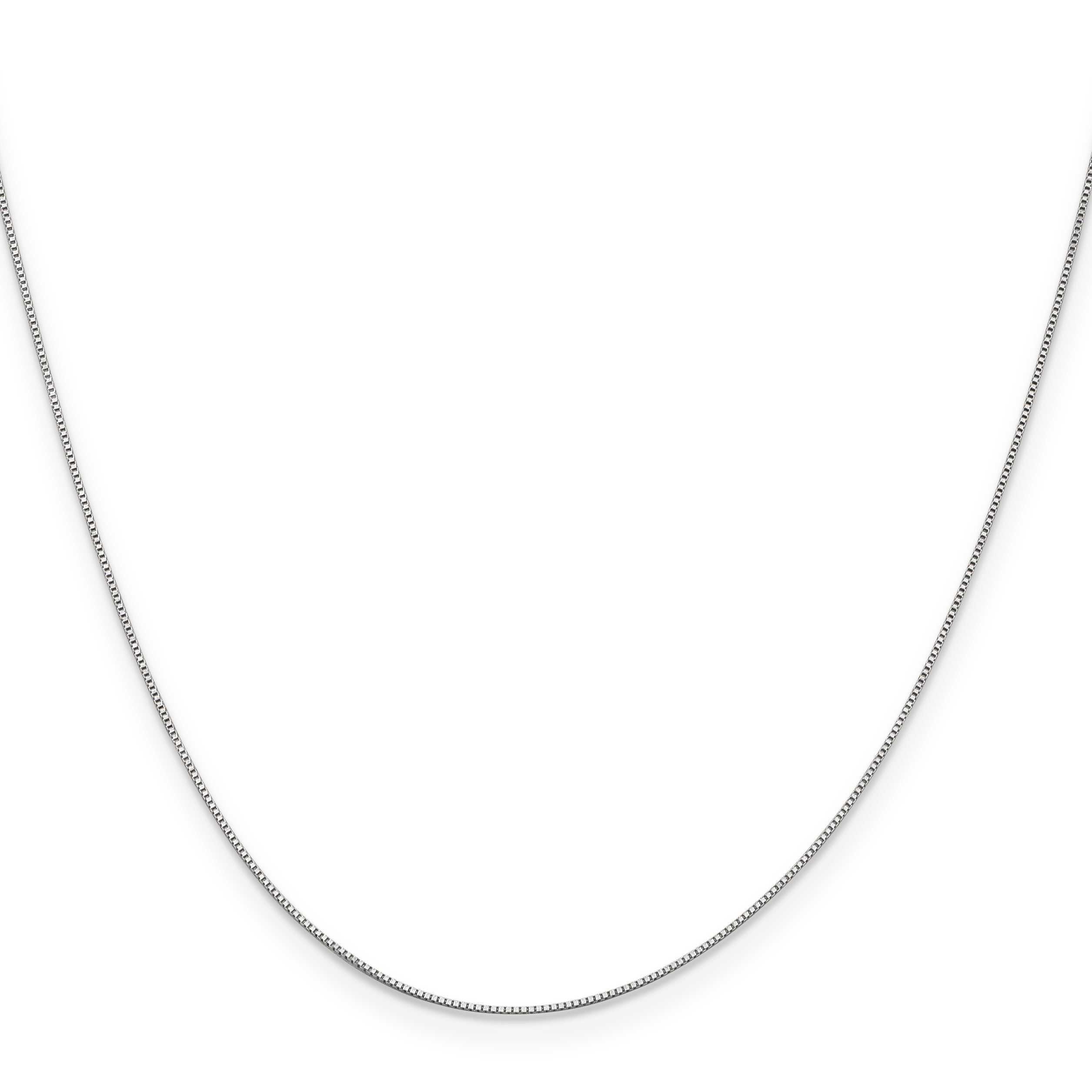 24 Inch 10K White Gold .5mm Baby Box With Lobster Clasp Chain Necklace
