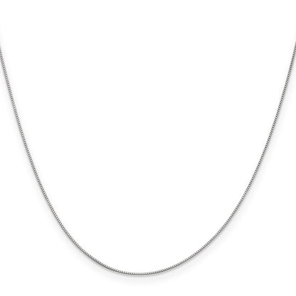 24 Inch 10K White Gold .5mm Baby Box With Lobster Clasp Chain Necklace