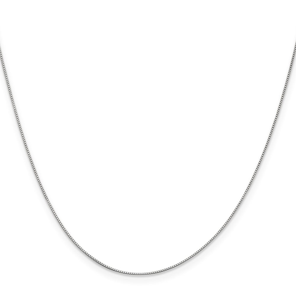18 Inch 10K White Gold .5mm Baby Box With Lobster Clasp Chain Necklace