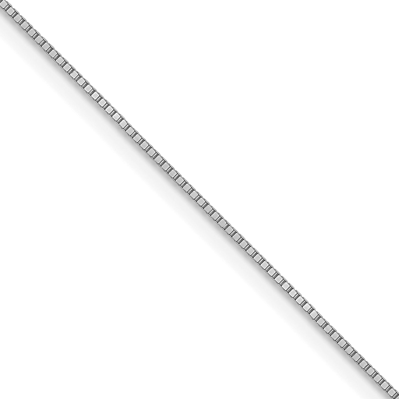 22 Inch 10K White Gold .5mm Baby Box With Lobster Clasp Chain Necklace