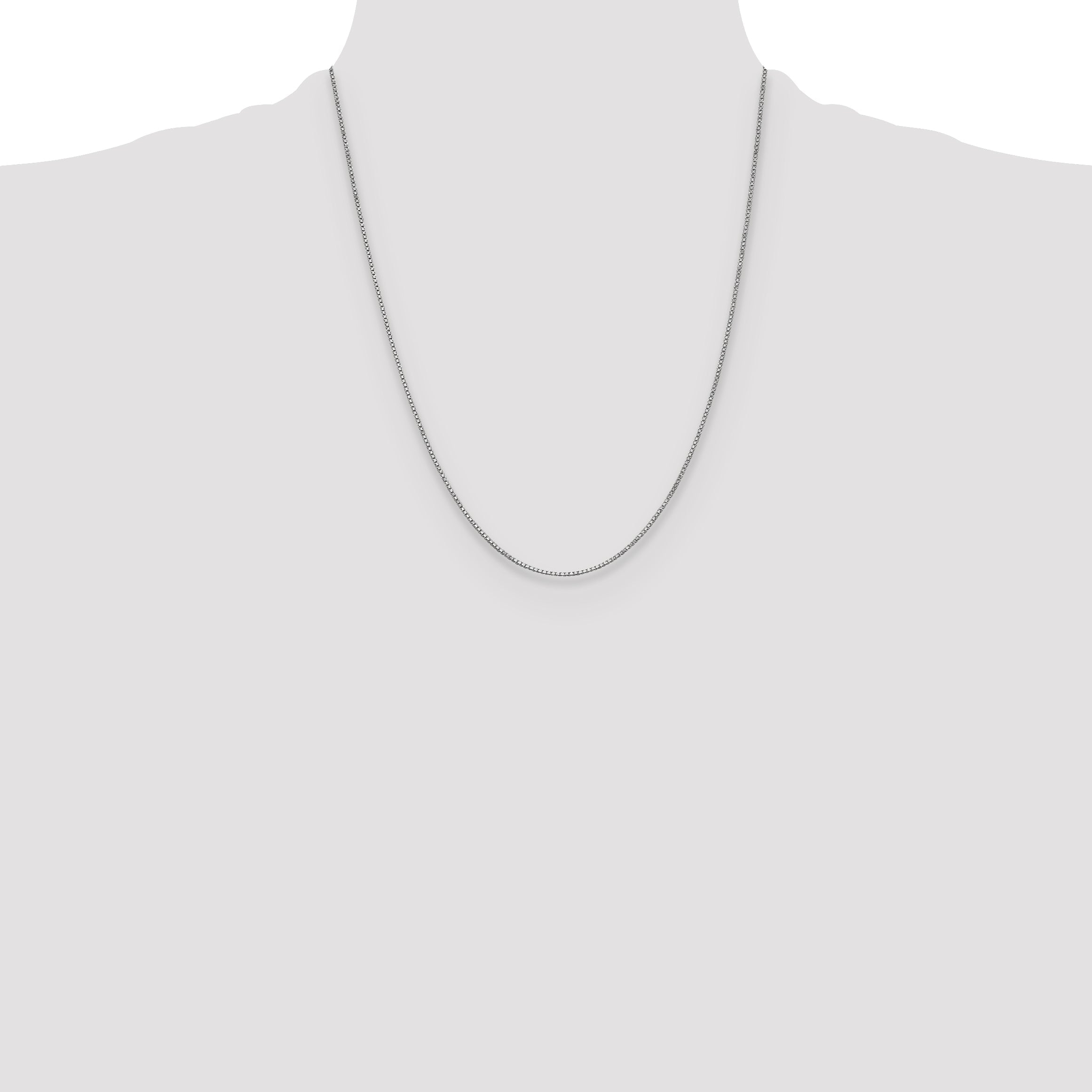 22 Inch 10K White Gold 1mm Box Chain Necklace