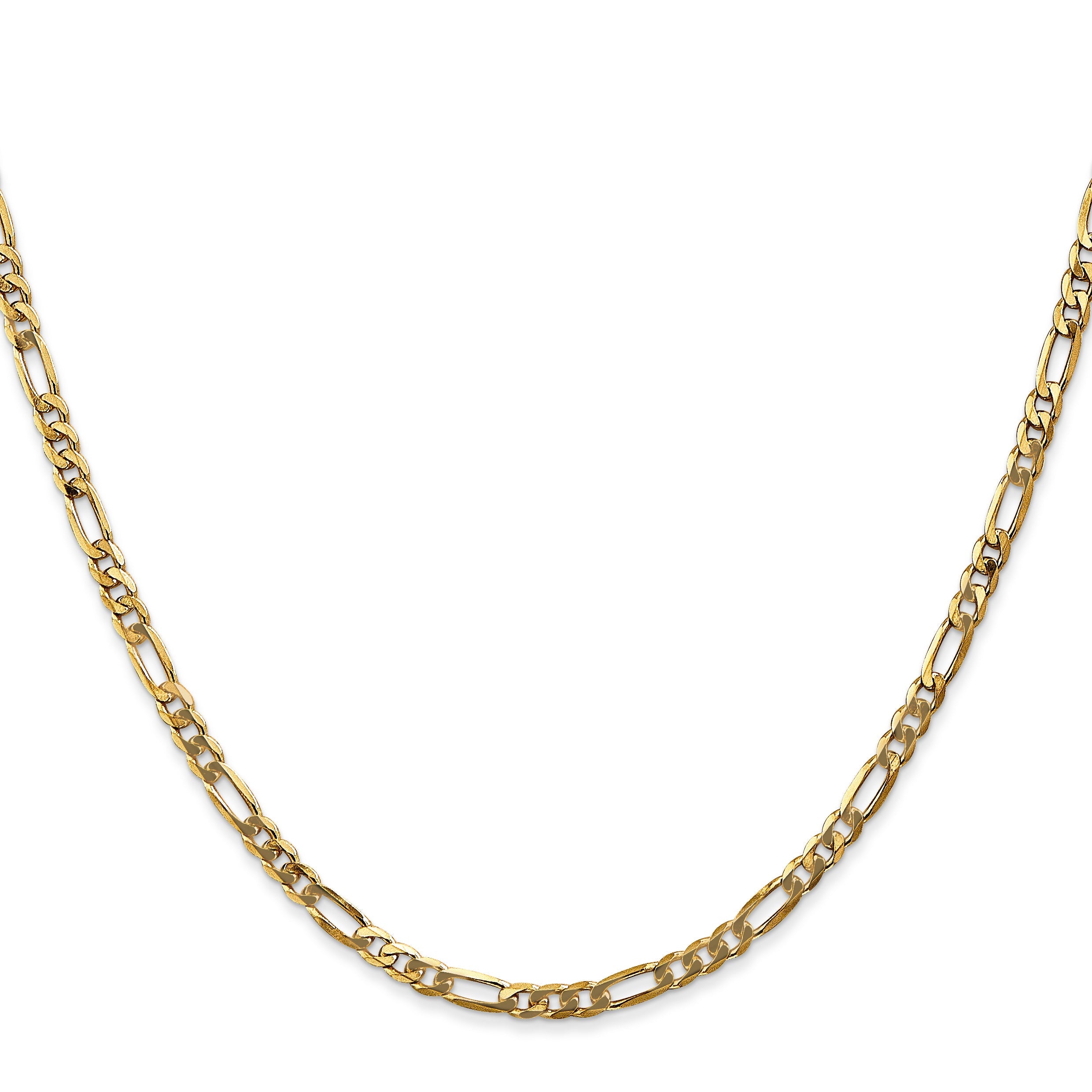 22 Inch 10K Yellow Gold 3.25mm Flat Figaro Chain Necklace
