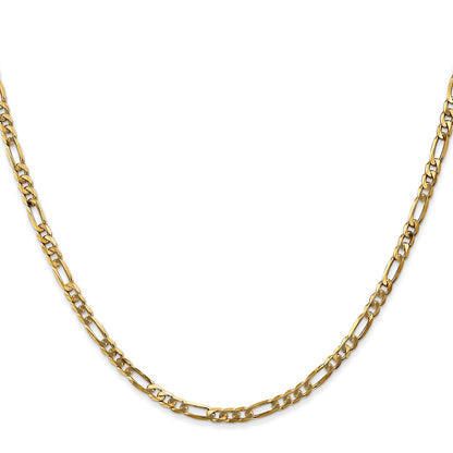 22 Inch 10K Yellow Gold 3.25mm Flat Figaro Chain Necklace