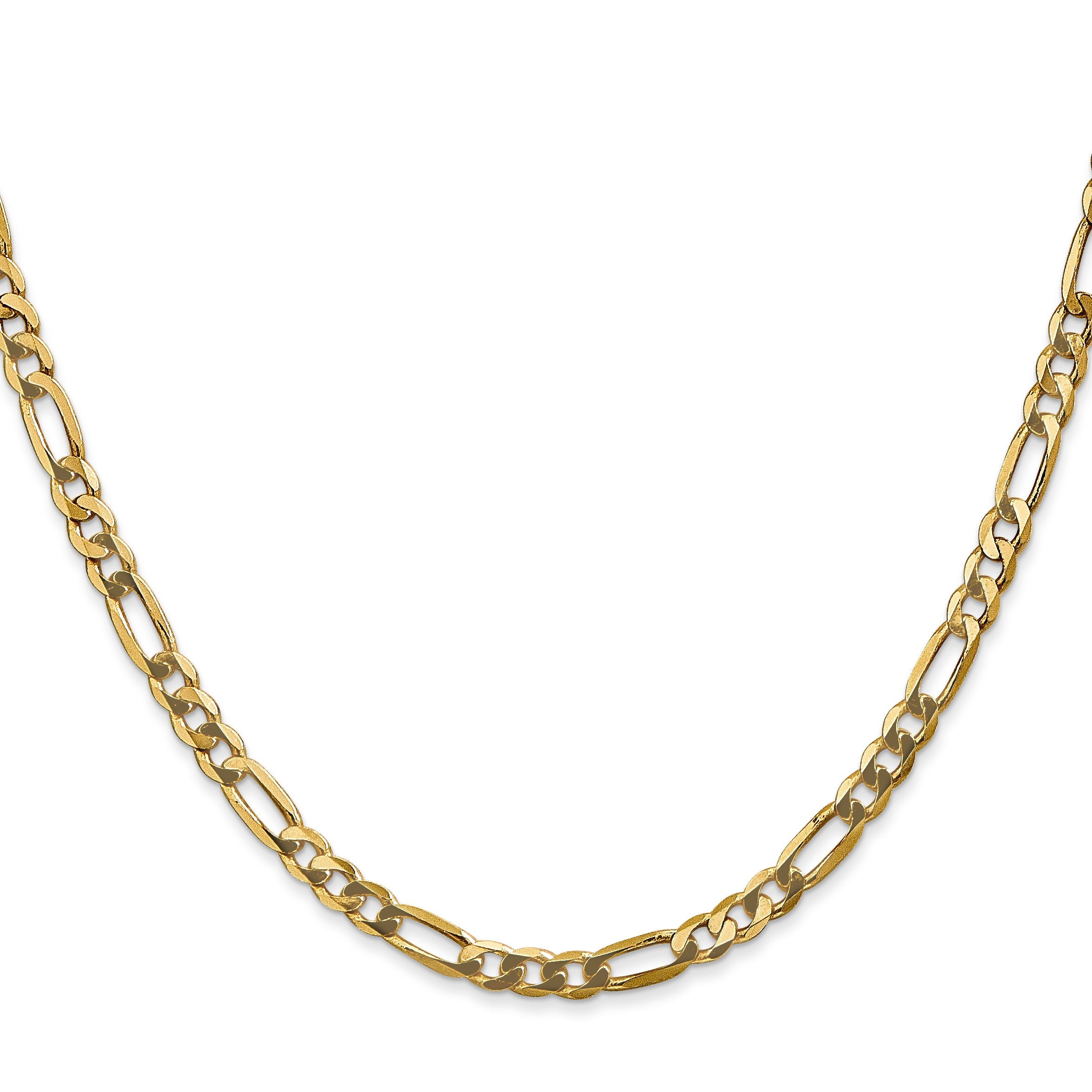 2 Inch 10K Yellow Gold 4mm Flat Figaro Chain Necklace