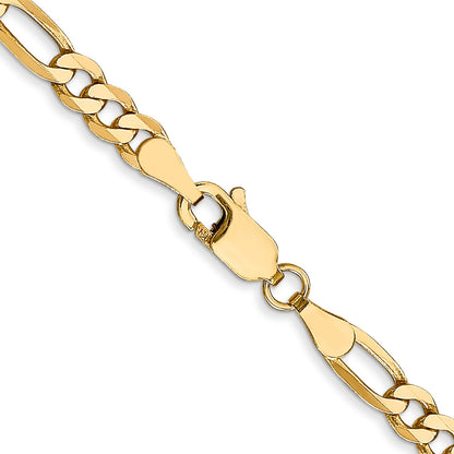 2 Inch 10K Yellow Gold 4mm Flat Figaro Chain Necklace