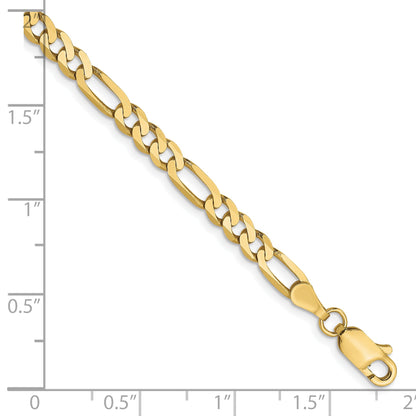 7 Inch 10K Yellow Gold 4mm Flat Figaro Chain Bracelet