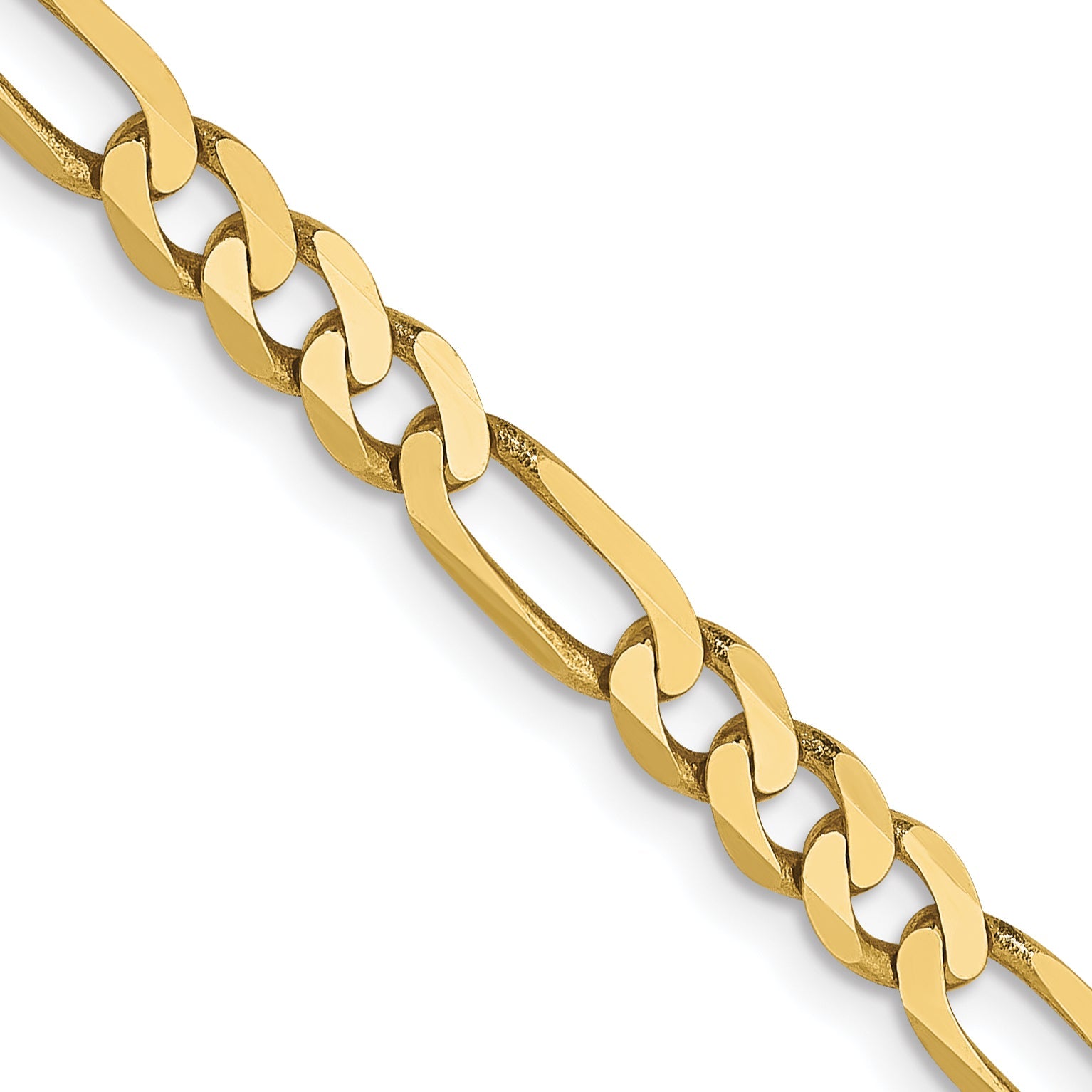 24 Inch 10K Yellow Gold 4mm Flat Figaro Chain Necklace