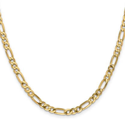24 Inch 10K Yellow Gold 4.75mm Flat Figaro Chain Necklace