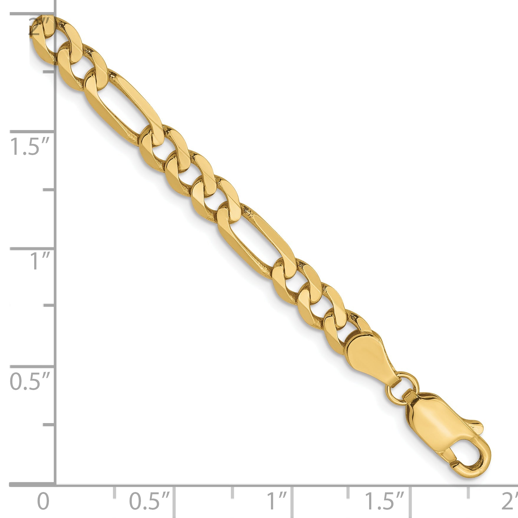 8 Inch 10K Yellow Gold 4.75mm Flat Figaro Chain Bracelet